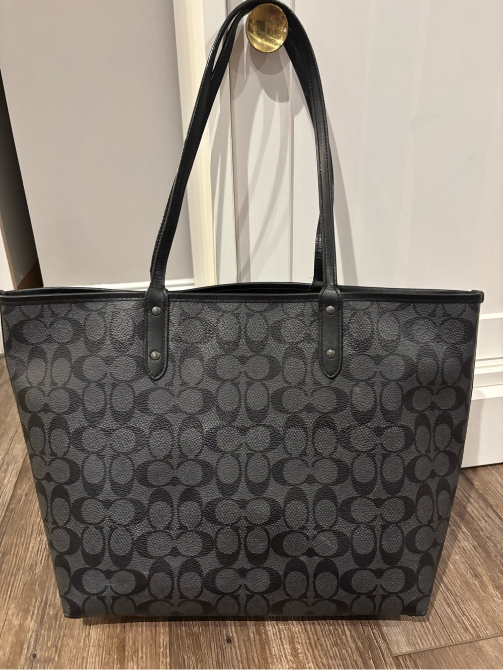 Coach Reversible City Tote in signature black and grey - Picture 3 of 6